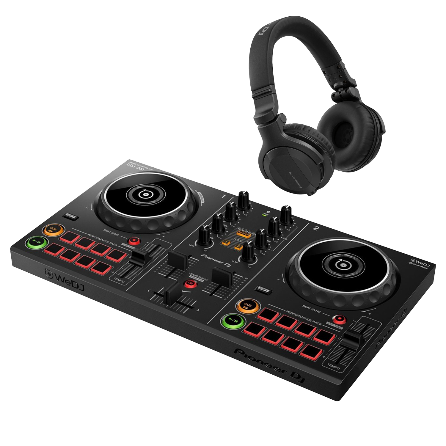 Pioneer DJ DDJ-200 Smart DJ Controller with HDJ-CUE1 Headphones