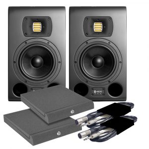 HEDD Type 07 MK2 Black Studio Monitors (Pair) + Pads & Leads Bundle
