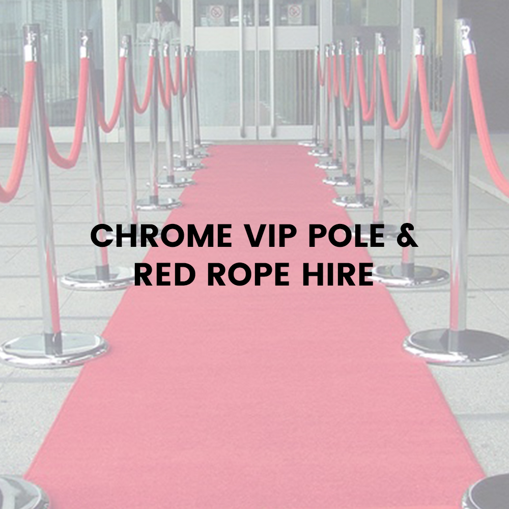 Chrome VIP Pole & Red Rope (Supplied in pairs with 1 x red rope) Hire