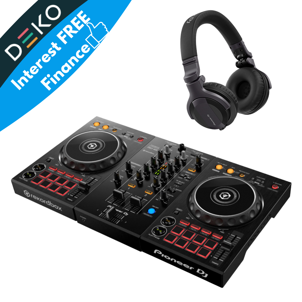 Pioneer DJ DDJ-400 DJ Controller with HDJ-CUE1 Headphones