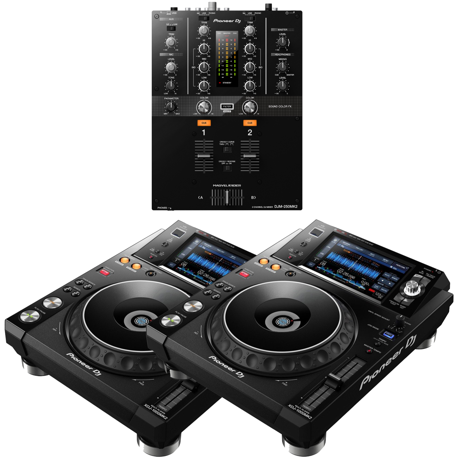 Pioneer DJ XDJ-1000MK2 & DJM-250MK2 DJ Package | techformusic