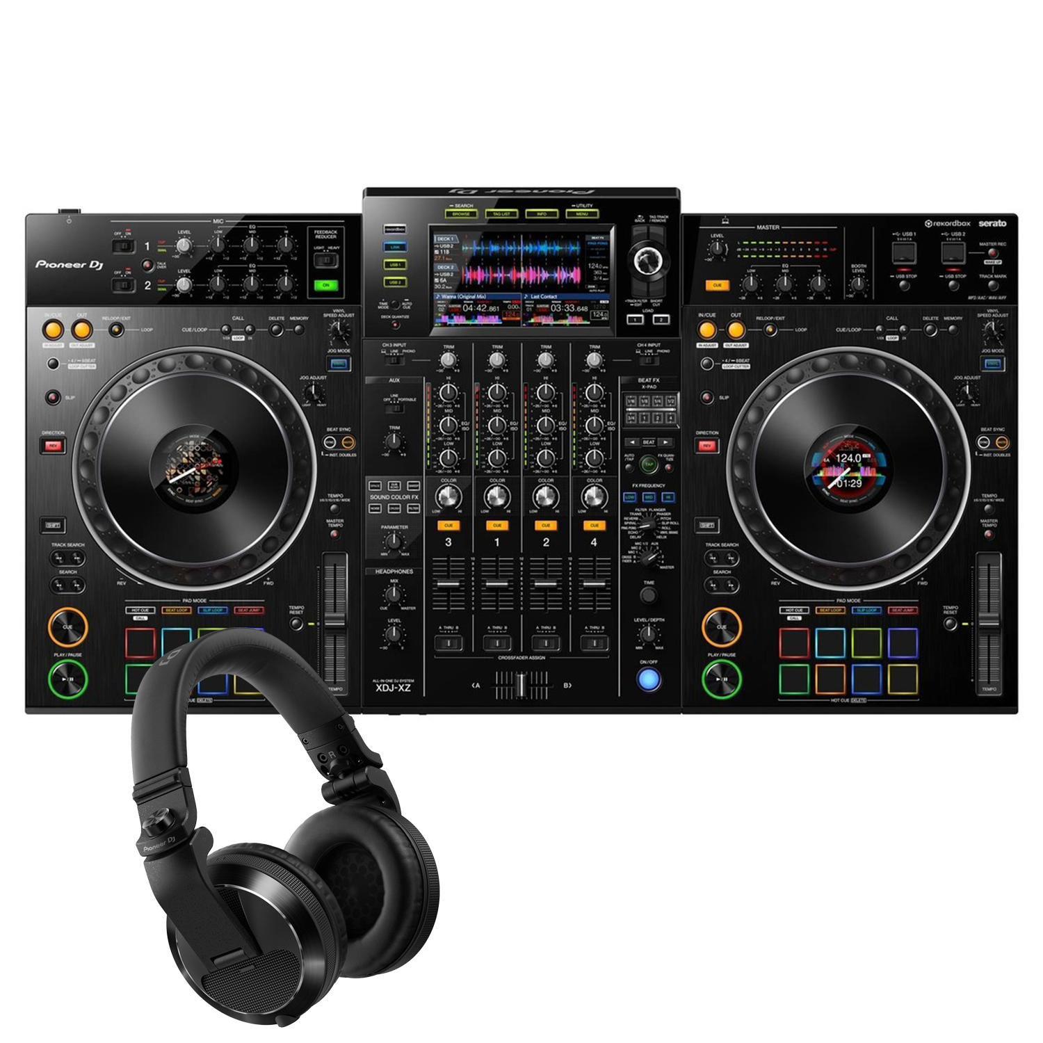 Pioneer DJ XDJ-XZ Professional all-in-one DJ system with Pioneer DJ  HDJ-X7-K Headphones